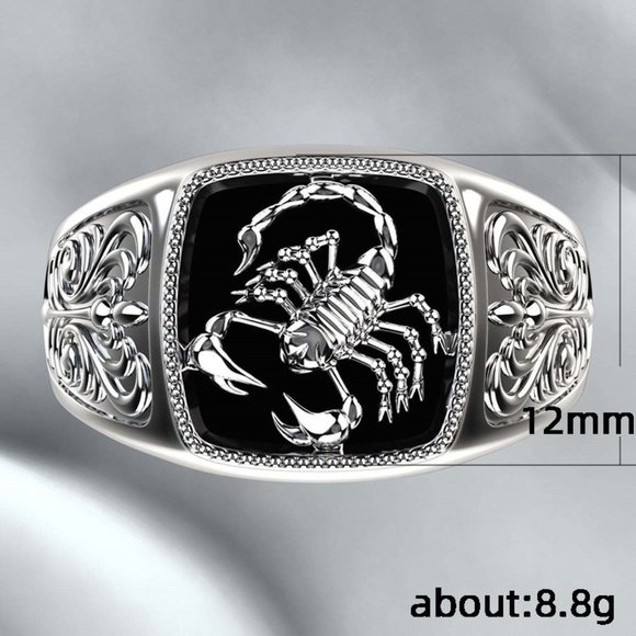 ✨Fashion Gothic Style Trendy Black Scorpion Pattern Ring For Men, GPMB1493-7 - Picture 2 of 5